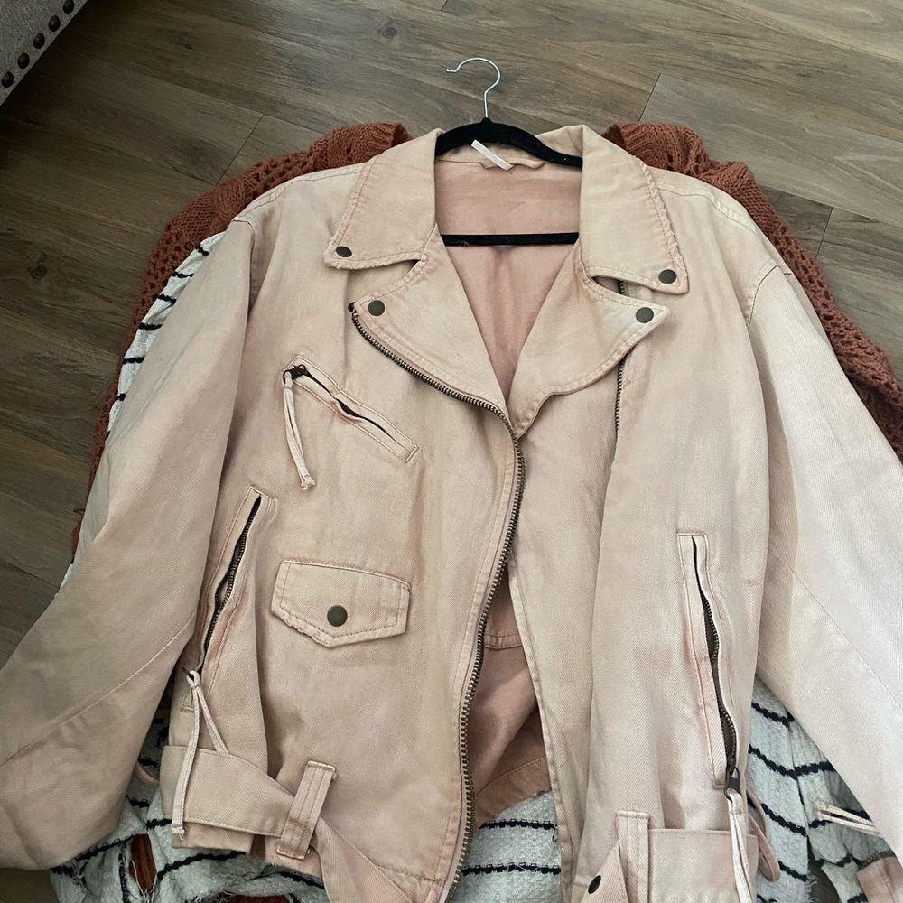 Free people pink denim jacket